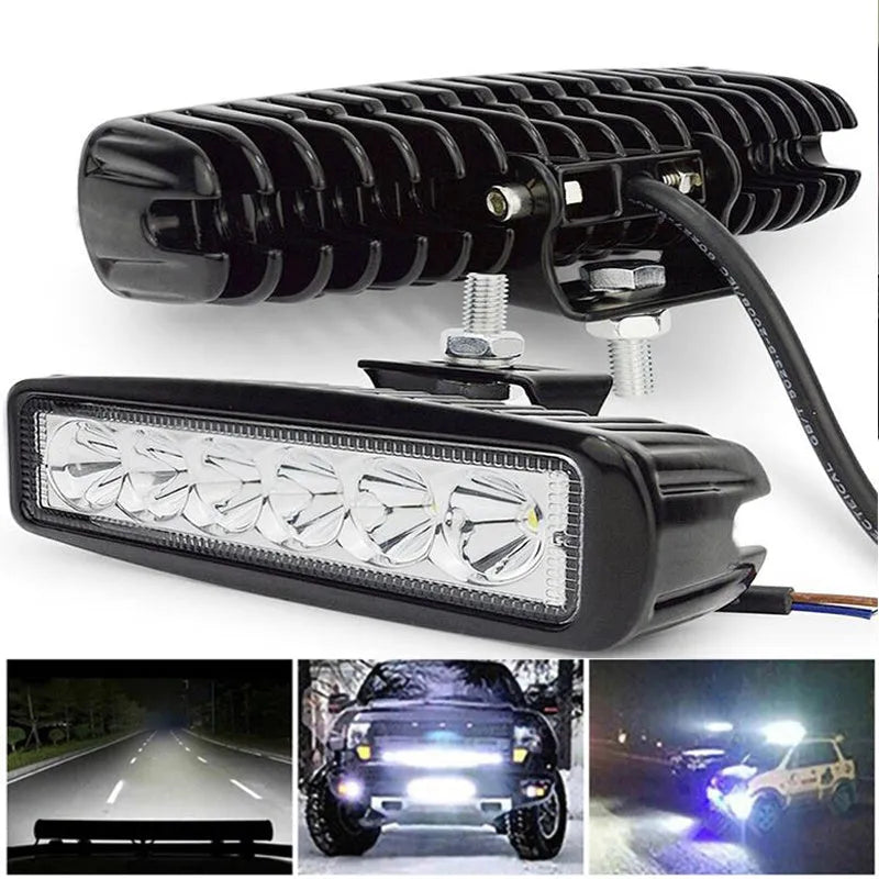 Black die-cast aluminium car auxiliary LED spotlight with mounting bracket