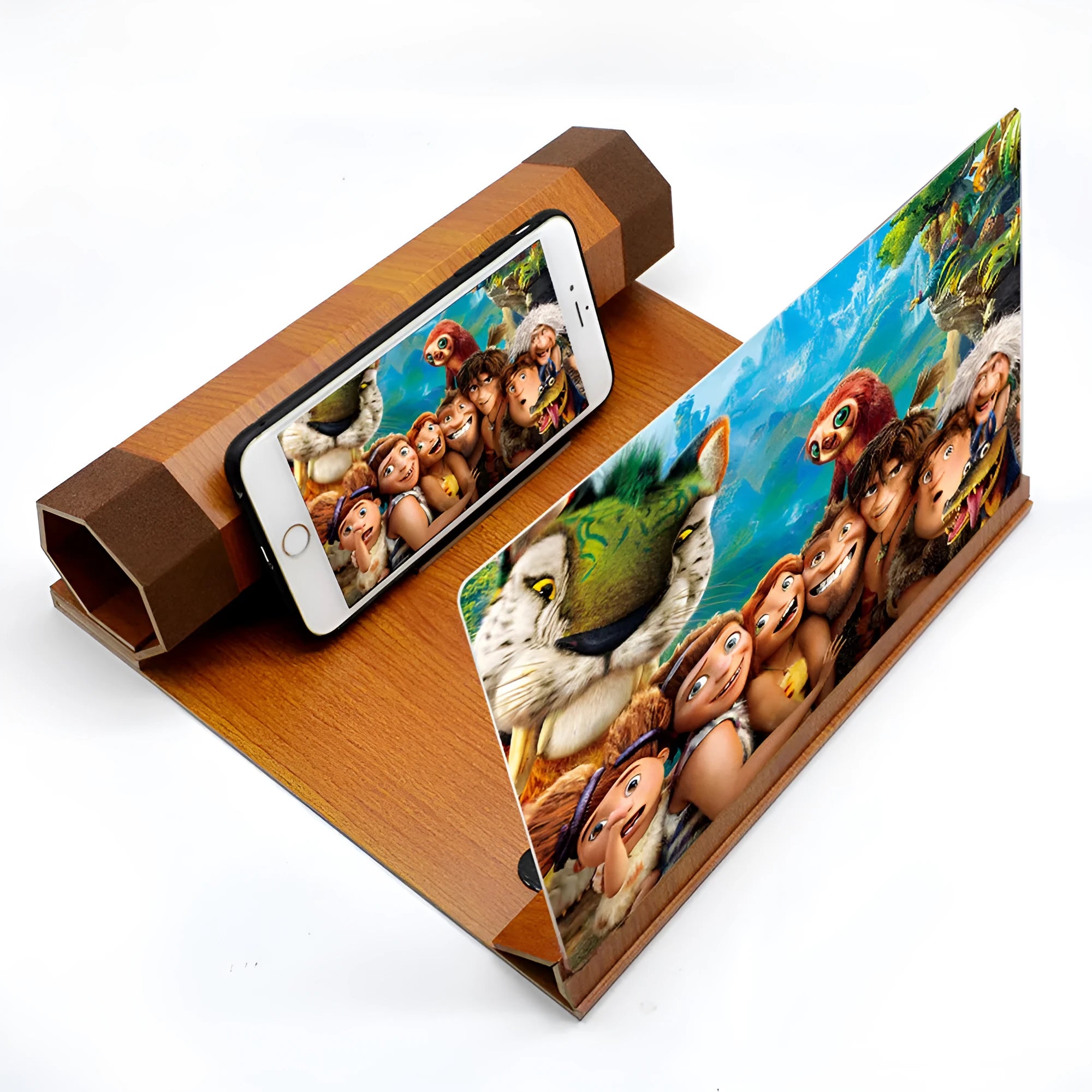 Wood grain cell phone amplifier with anti-glare and radiation reduction features in black walnut colour