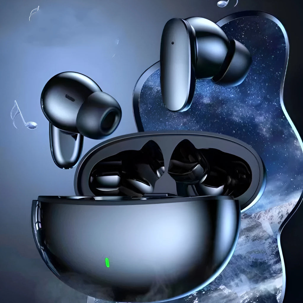 Wireless Bluetooth earphone in-ear noise reduction plastic with digital display and breathing light