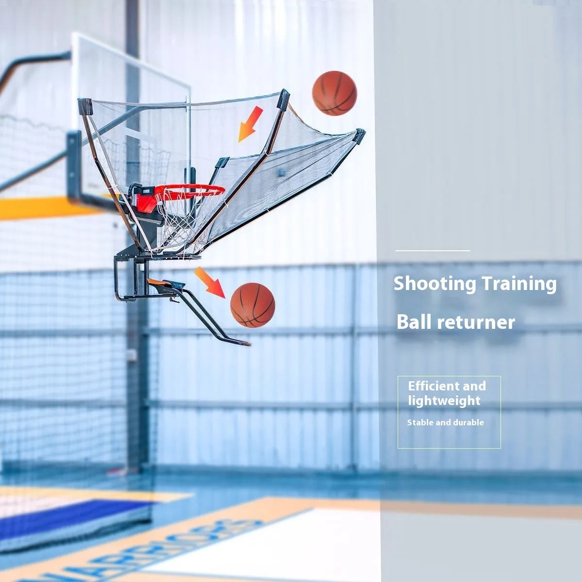 Portable basketball training return device with automatic pitching mechanism and cowhide leather construction