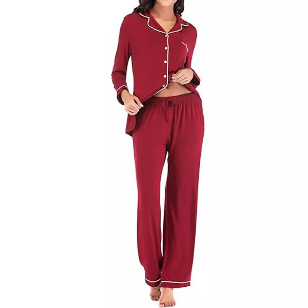 Women's solid colour casual cardigan suit set with button front and pockets in modal fibre blend