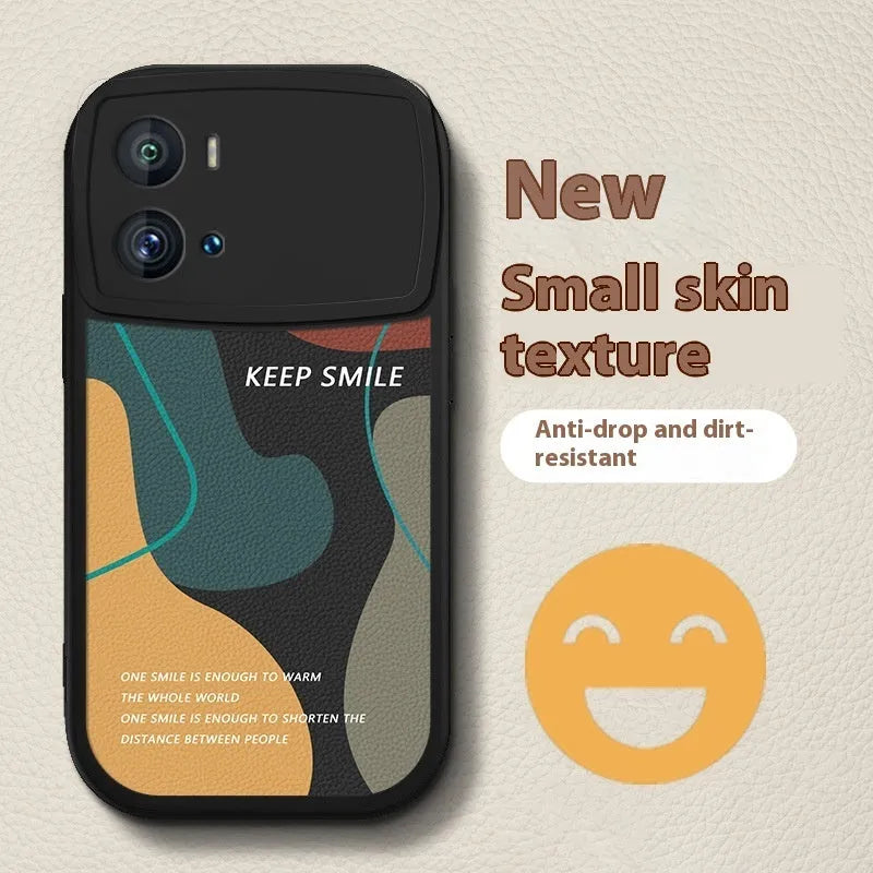 VIVO iQOO Neo6 silicone protective case in white with smiling face design, back cover with fall protection