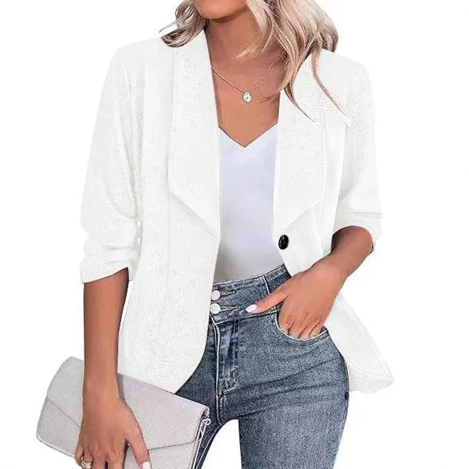 Slim fit women's cardigan jacket in black, white and wine red colours with regular long sleeves