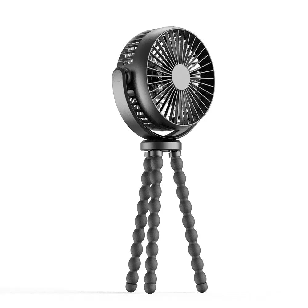 HOMEFISH F2 automatic shake head fan with clip, bracket, LED light, and removable front mesh.