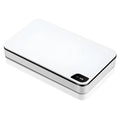 White ultraviolet mobile phone steriliser with wireless charging pad and remote control for home use
