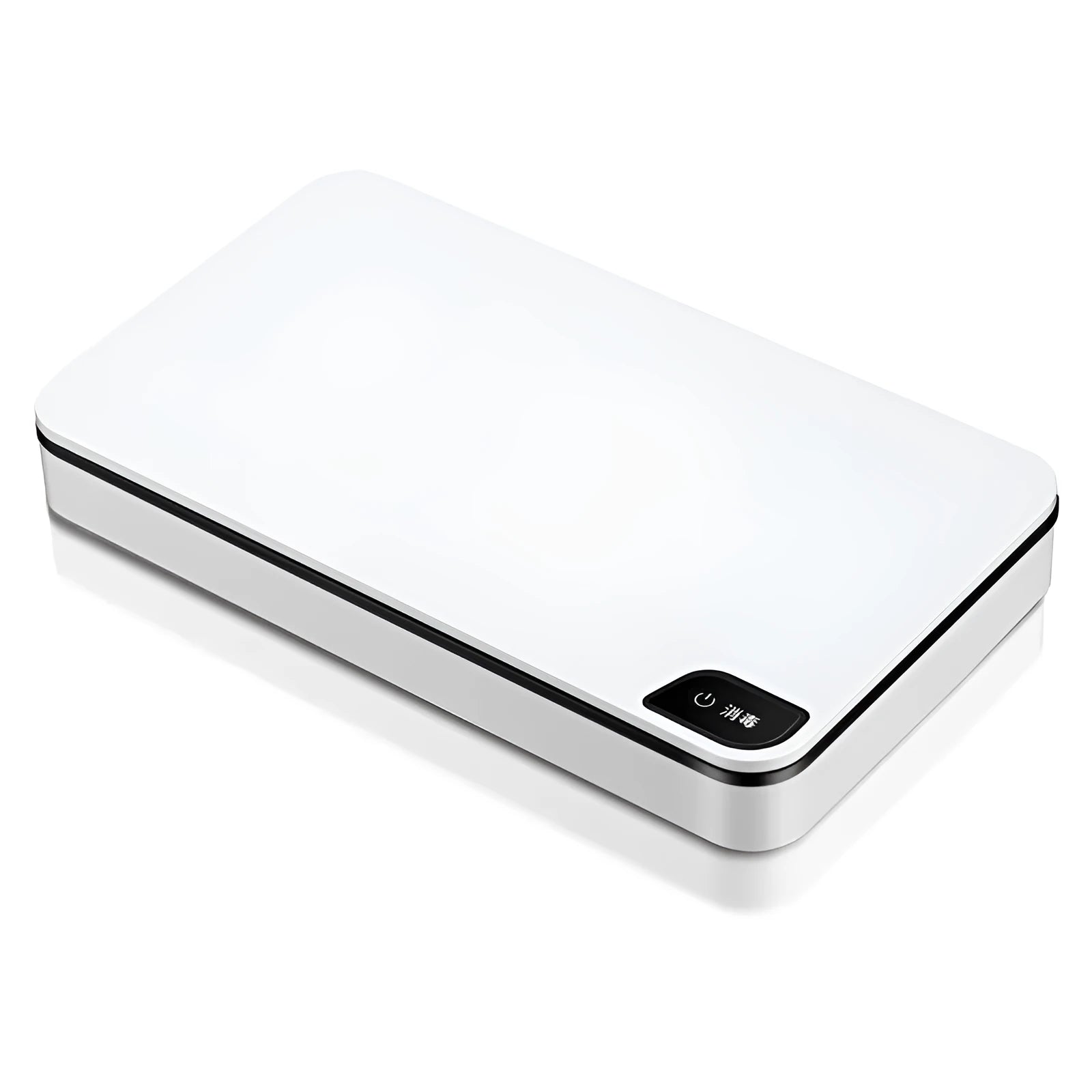 White ultraviolet mobile phone steriliser with wireless charging pad and remote control for home use