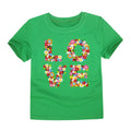 Children's cotton knitted cartoon heat press round neck short sleeve T-shirt in TTTG7 colour on child model