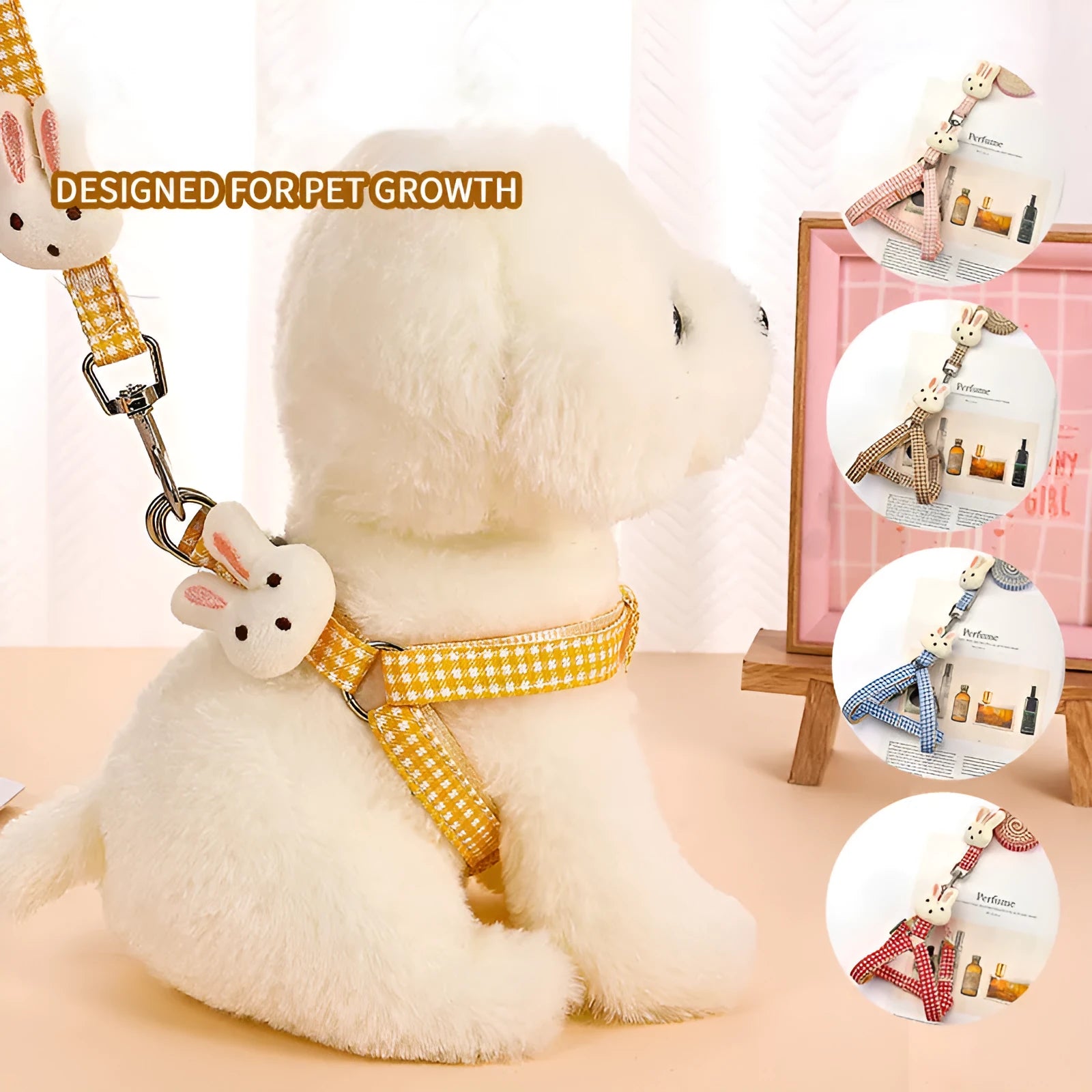 Nylon dog harness and leash set with quick-release buckles in various colours