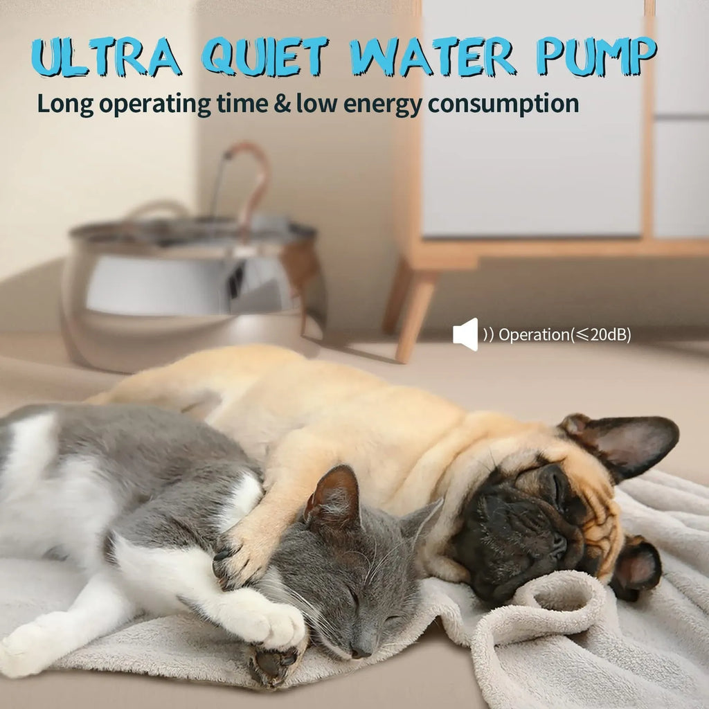 4L stainless steel cat dog water dispenser with copper gooseneck tube and silent pump