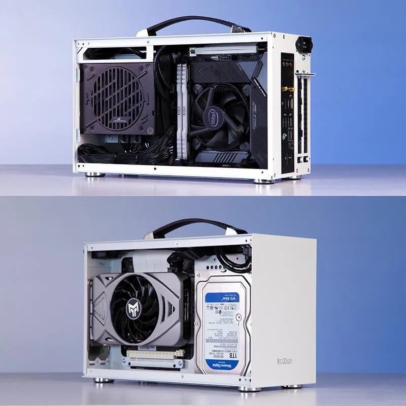 Hummingbird PRO Mini-ITX desktop computer case in titanium grey metal.