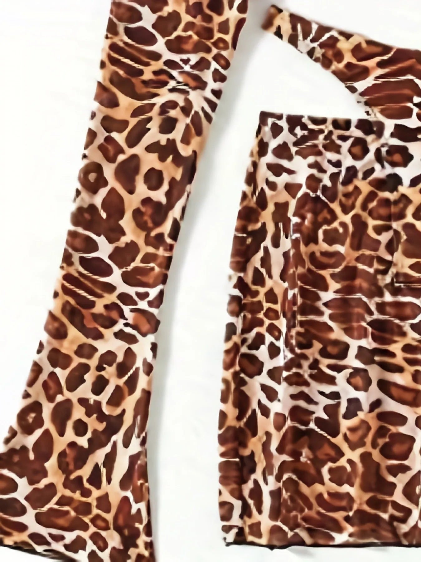 Leopard print women's bikini set with matching skirt and panties for swimming