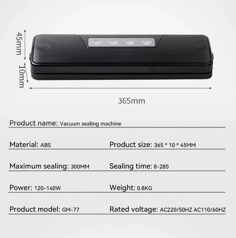 Compact white automatic vacuum sealer machine for household food preservation with wireless charging capability