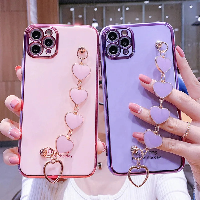 Samsung Galaxy silicone phone case with glass bracelet component in solid colour options