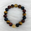 Natural tiger eye stone bracelet with Maillard chain and round beads measuring 18cm