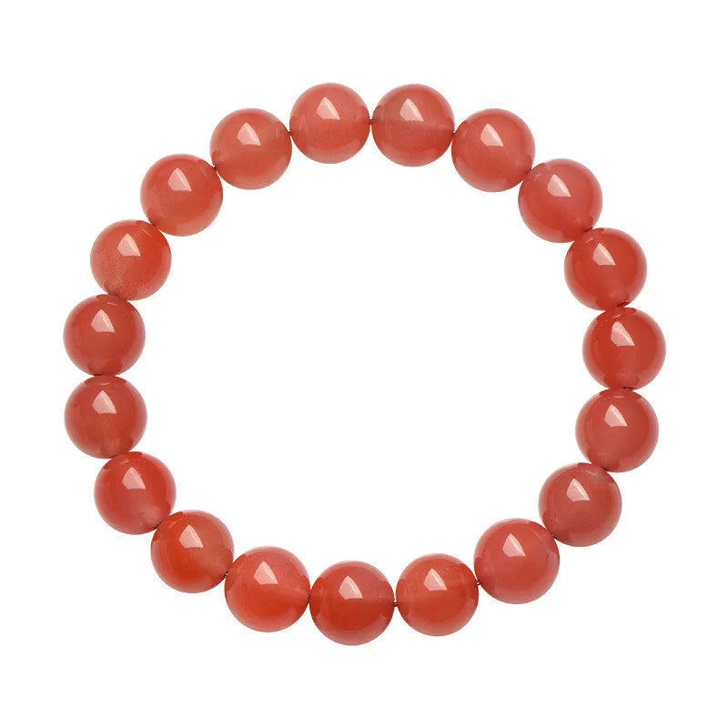 Natural cherry red agate scattered bead bracelet with polished stones, shown in various size options.