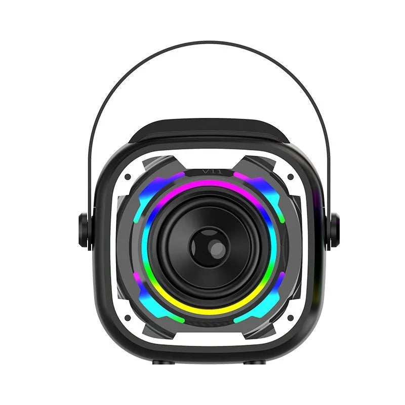 Portable wireless Bluetooth karaoke speaker in black, white, pink, or yellow colour