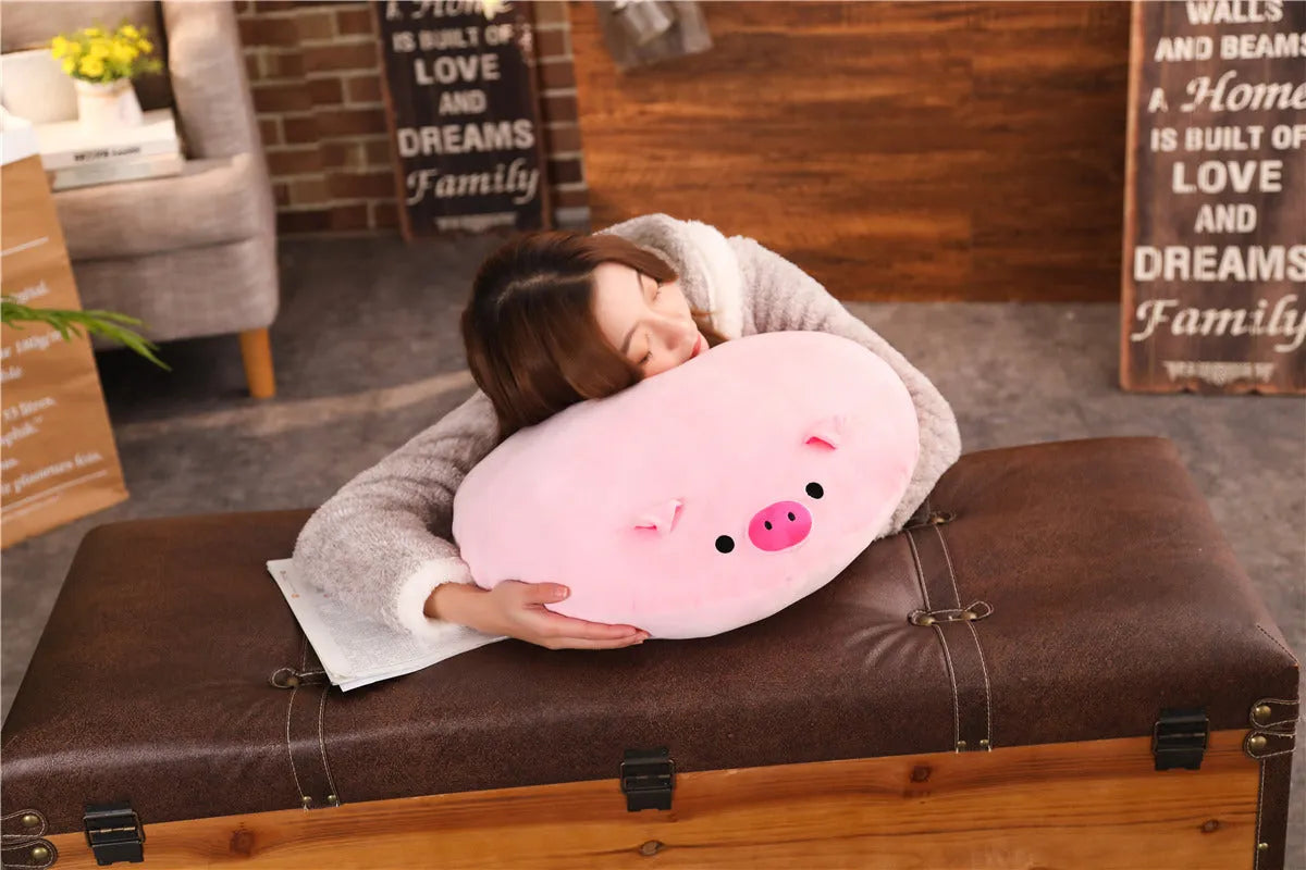 Piglet Pad creative plush animal pillow 50x50cm stretch fleece down cotton filling pink colour