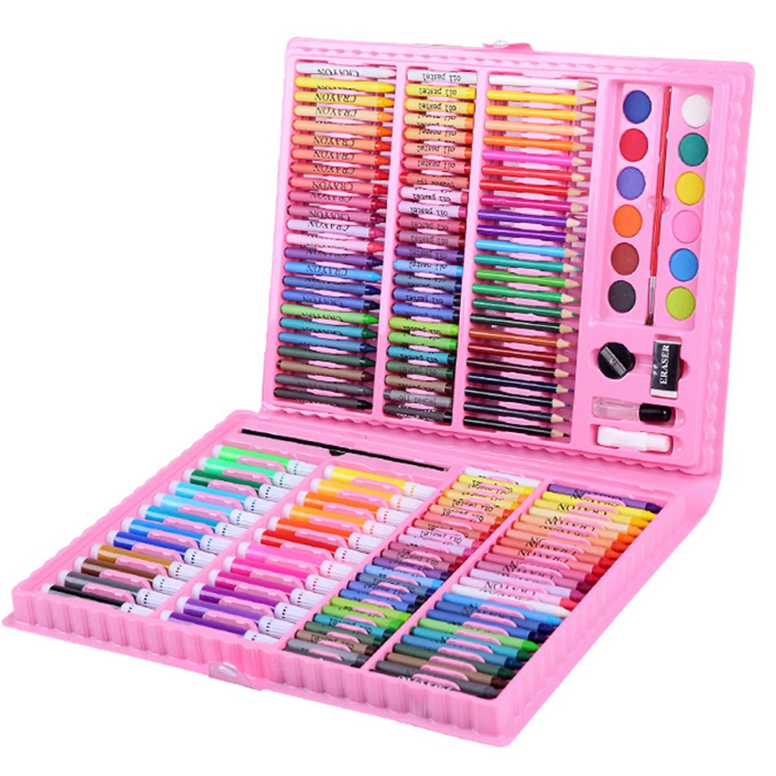 168 piece watercolour pen set in a plastic case, black and pink options, art supplies for school and home