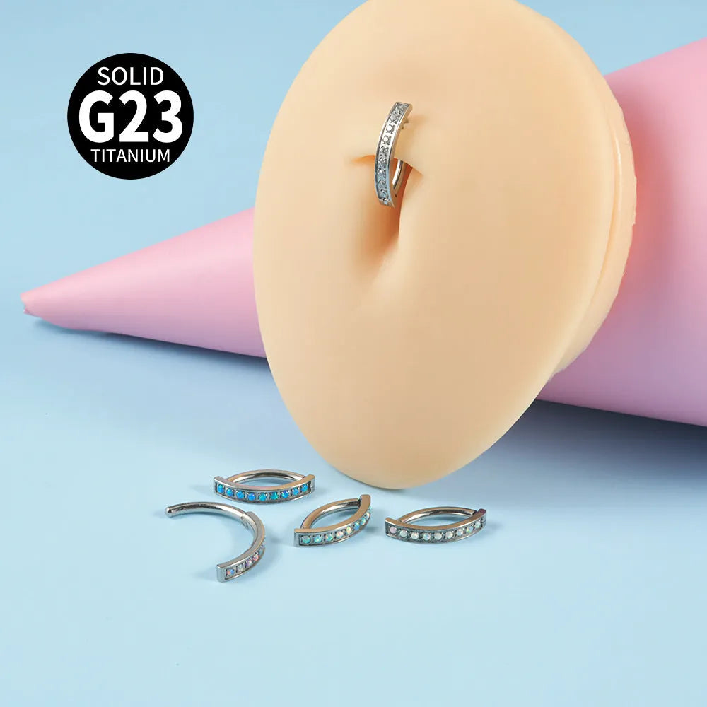 G23 titanium navel stud with glossy plating in steel colour, 14g gauge, size 1.6x10mm