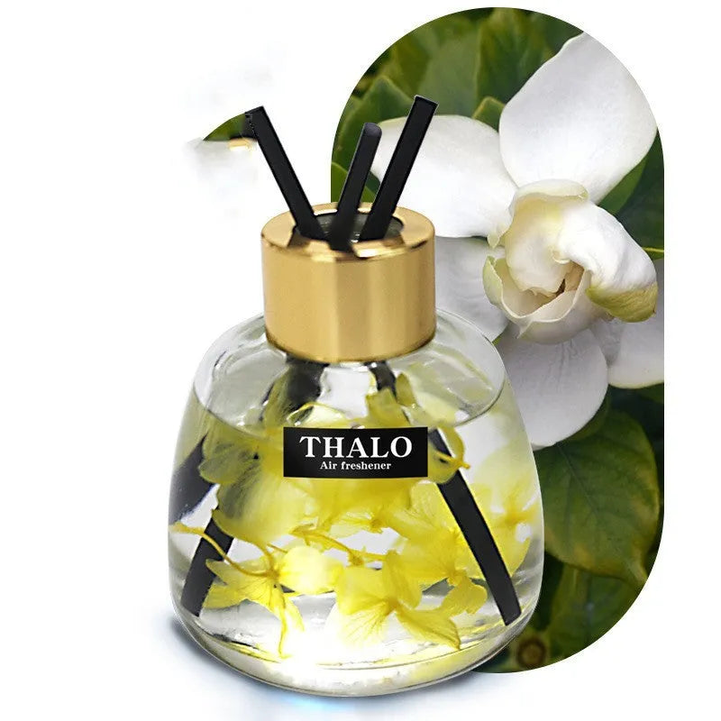 Glass bottle car fragrance ornament with loose incense for vehicle scent control