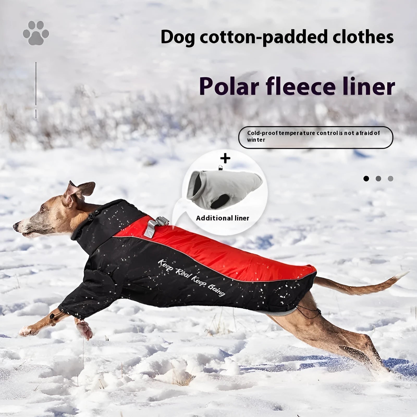 Polar fleece liner dog jacket with separate liner in multiple colour options and sizes