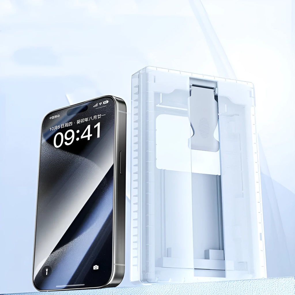 Tempered glass screen protector for iPhone 13 and 14 models, transparent front film with dust free mounting and no white edges.