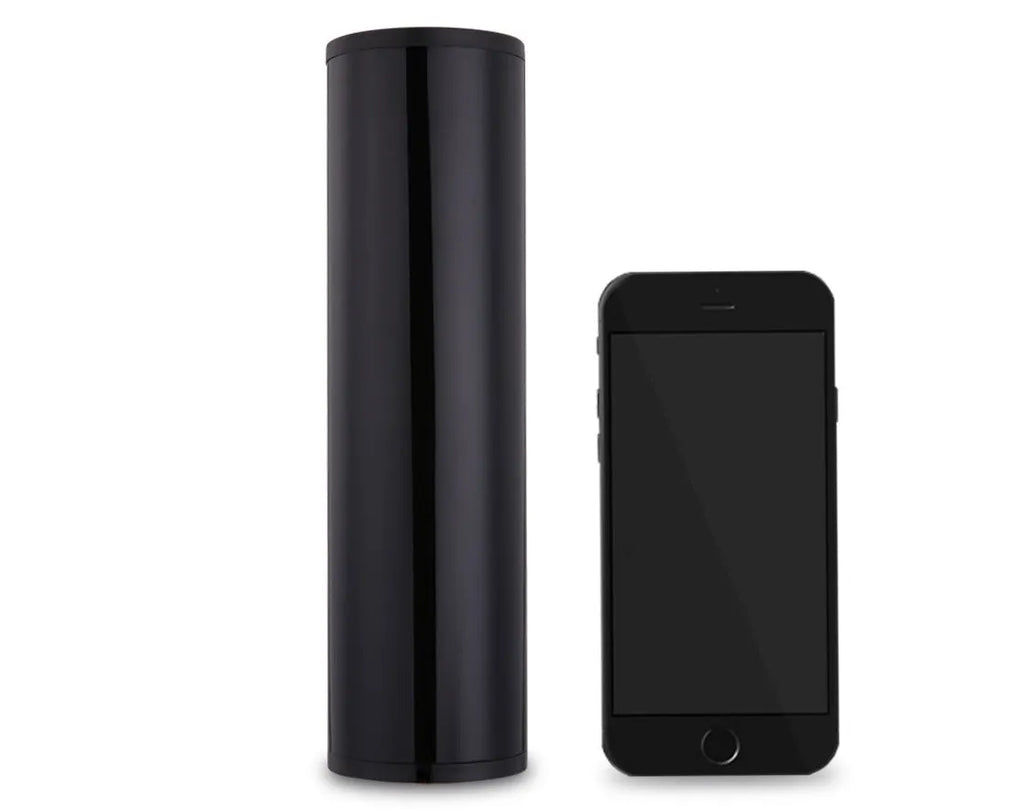 Digital display inflatable pump cylinder with stainless steel finish and hose attached