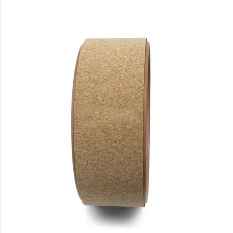 Back bending weight-bearing high yoga wooden yoga ring with cork surface on fitness mat