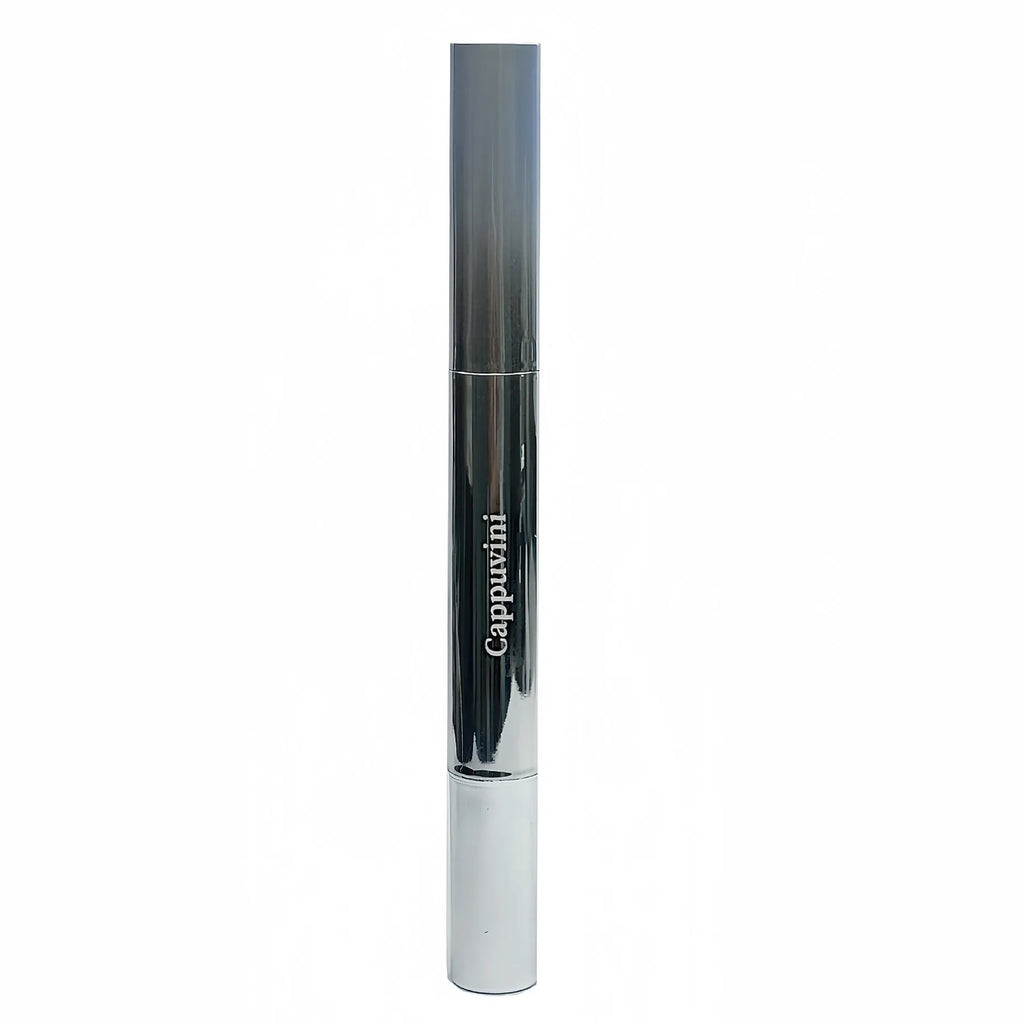 Mirror Water Light lip gloss bullet in six ice shades including almond, silver, pear, raspberry, peach gum, and pomegranate.
