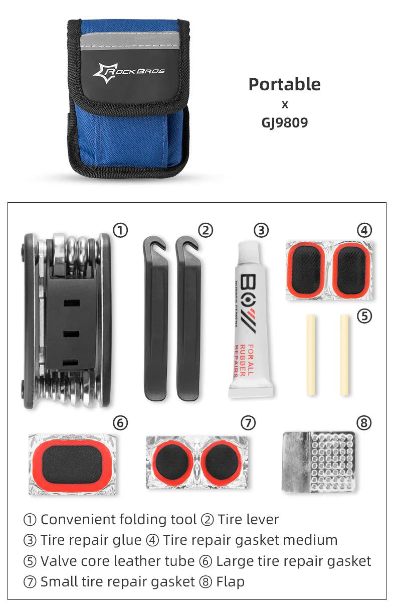 Bicycle puncture repair kit with maintenance tools in a frame-mounted storage set for the upper tube