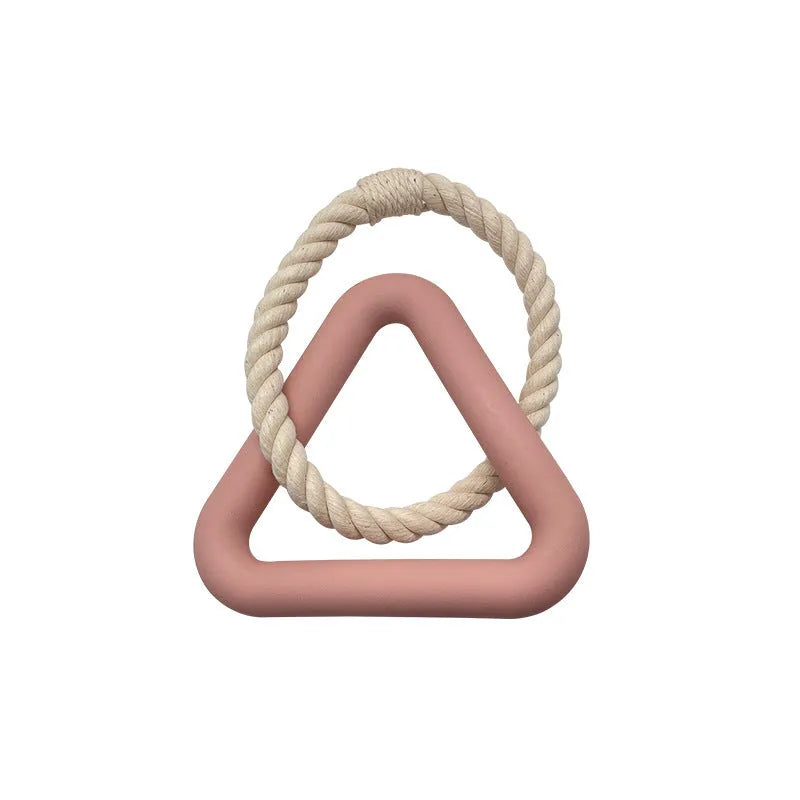 Large triangular pet pull ring toy in cotton rope available in three colours