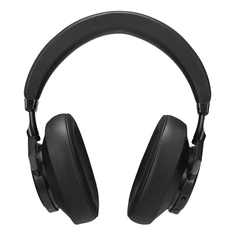 Black wireless Bluetooth 5.0 noise reduction headset over ear with mic bilateral stereo 10 metre range battery display