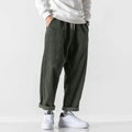 Men's loose straight corduroy sports trousers in multiple colour options with elastic waist