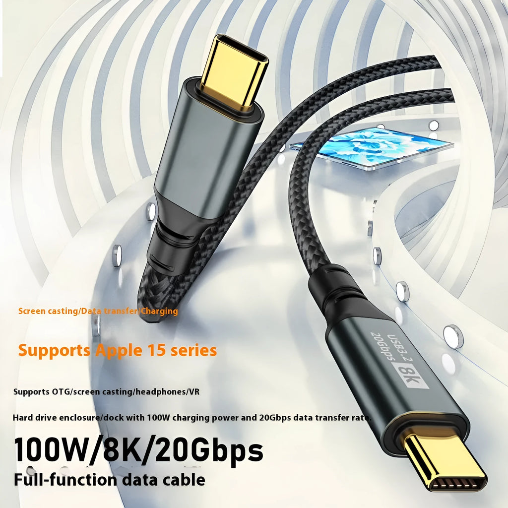 8K full-function HD data cable with IP67 rating, available in multiple lengths for 3C devices