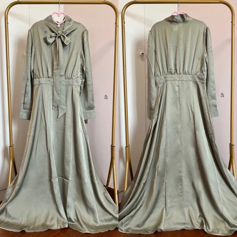 Women's Arabic style solid colour cotton blend dress in burgundy available in sizes S to XXL