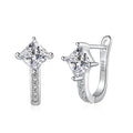 Pair of U-shaped zircon stud earrings in platinum white diamond colour on 925 silver, 10x14.5x17.5mm