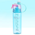 Green portable sports mist spray cup with handle, spray nozzle, and visible water level scale.