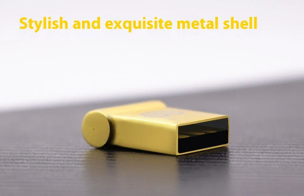 Mini metal USB flash drive, 18mm x 12.6mm x 4.7mm, 3g, USB 2.0, car metal plate design, Gold options