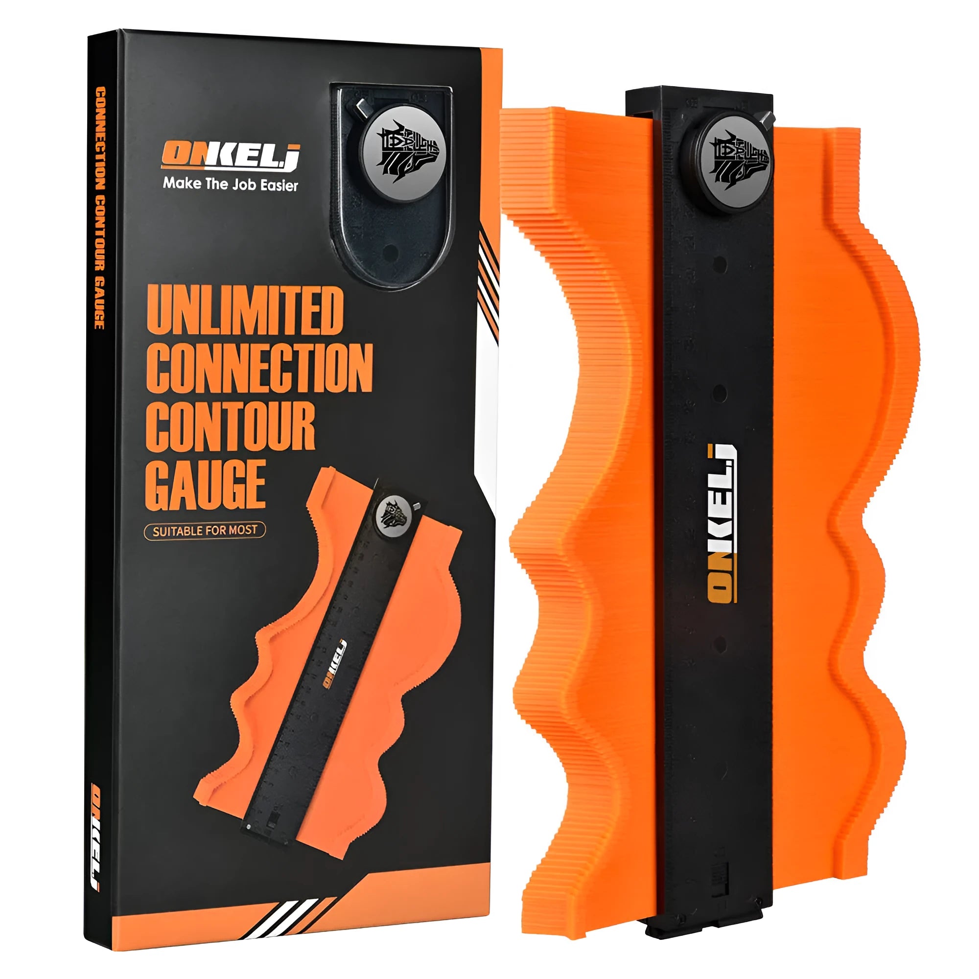 10-inch contour gauge profiling tool with lock belt positioning system for radius measurement