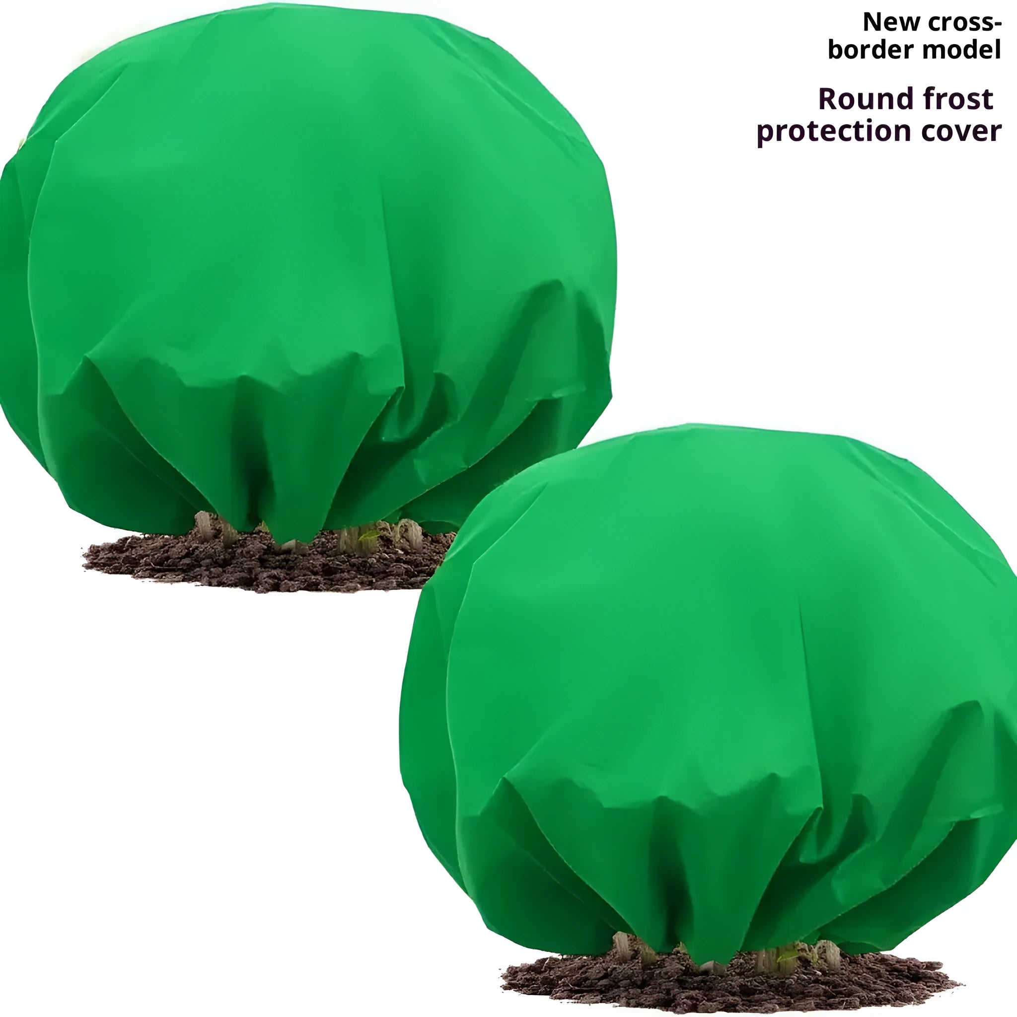 Round winter anti-freezing tree cover made of non-woven fabric, green colour, with drawstring closure