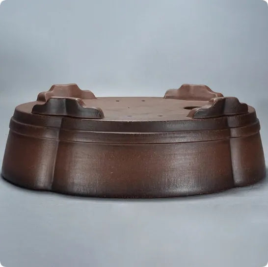 Classical purple clay bonsai flower pot with old pile textured finish