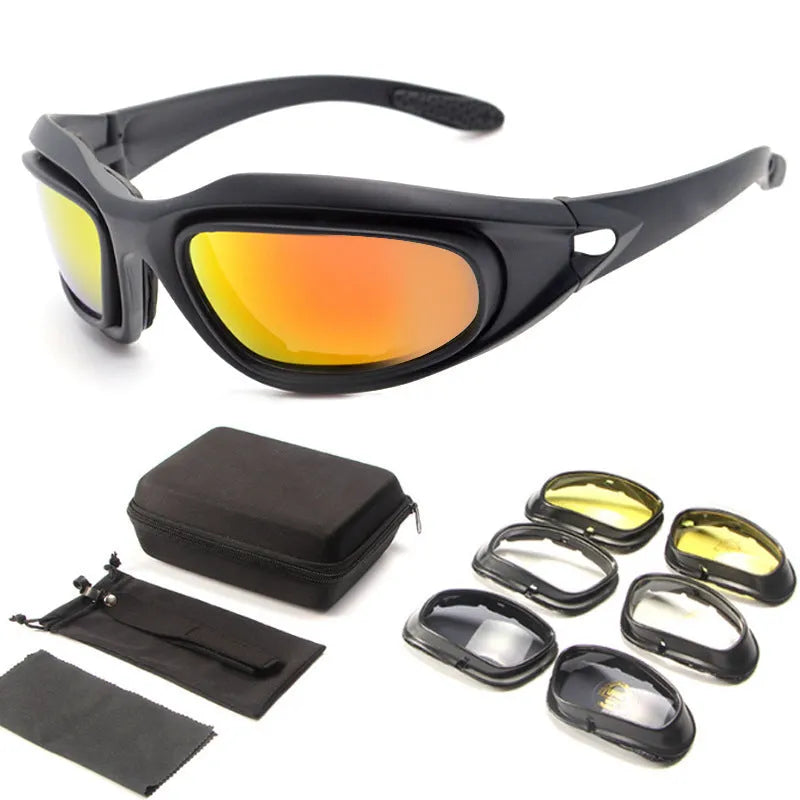 Tactical polarized sunglasses for outdoor cycling with PC frame and sports design