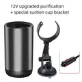 12V 150W car heater with suction cup bracket for windshield defogging and defrosting, black and grey