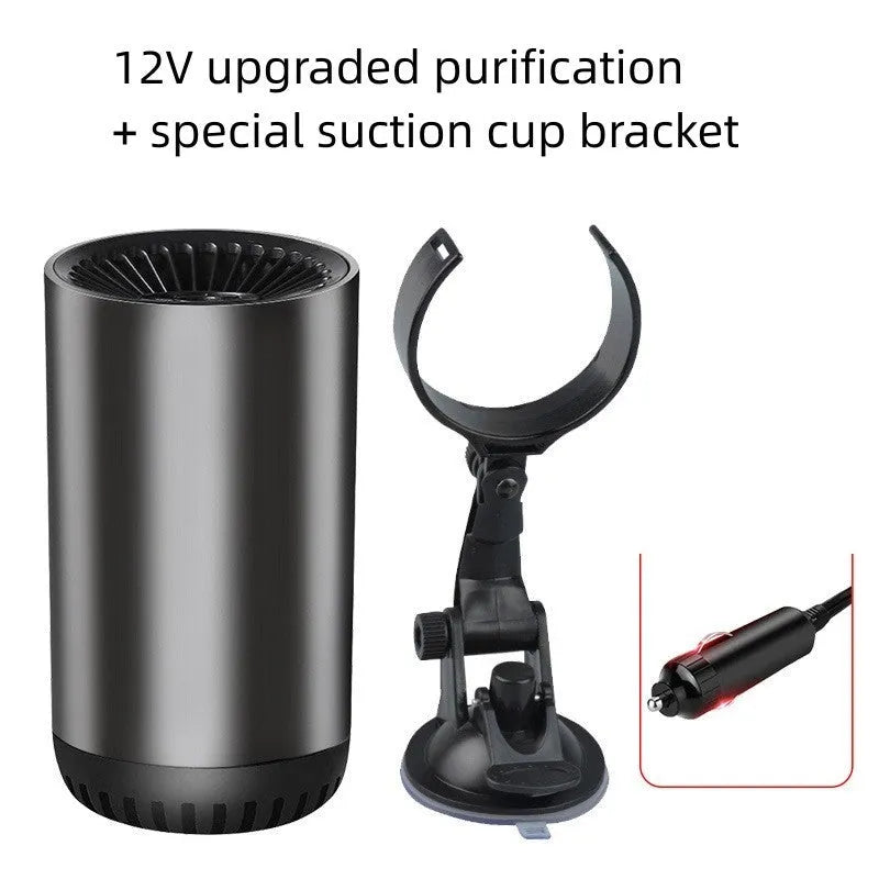 12V 150W car heater with suction cup bracket for windshield defogging and defrosting, black and grey