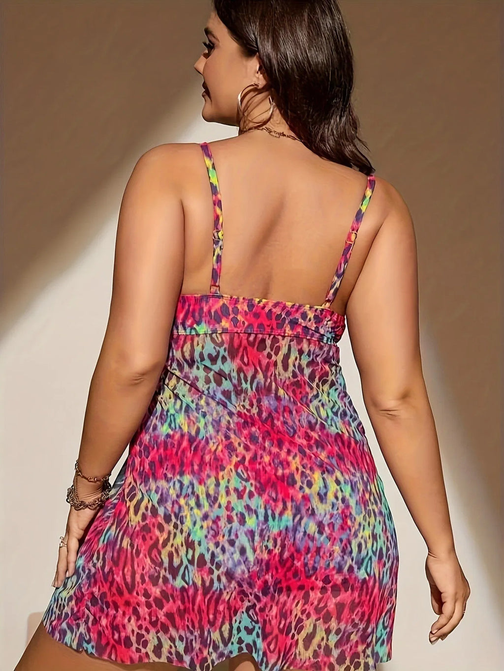 Plus size women's bikini set with a skirted bottom and sleeveless top in a choice of colours.