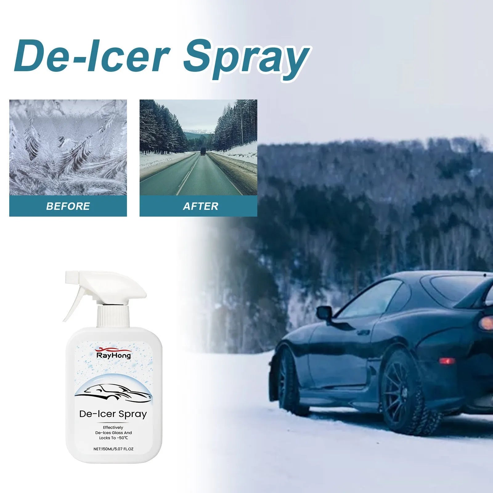 150ml car windscreen anti-icing agent bottle for winter snow and ice removal