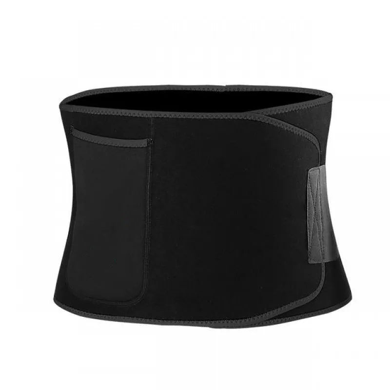 Black adjustable waist belt for yoga fitness with lumbar support
