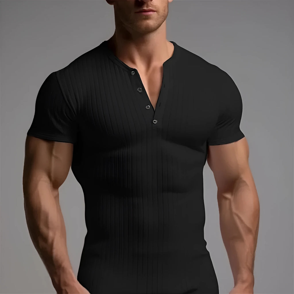 Men's slim-fit sports t-shirt in Army Green colour on a white background.