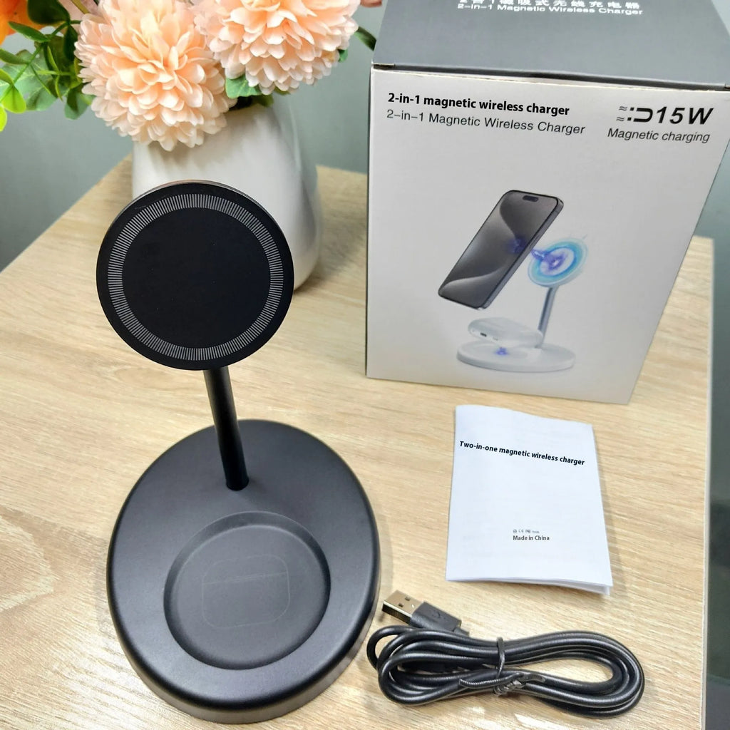 Vertical wireless charger with cooling holes for 30W fast charging of mobile phones