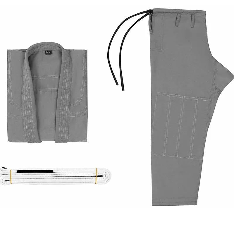 Thin Brazilian Jiu-Jitsu gi set in cotton blend fabric showing top and trousers training wear